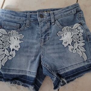 Vigoss Light Blue Jean Shorts with White Lace